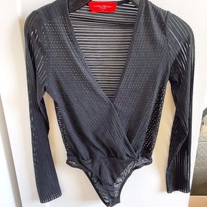 Black Open-Front Body Suit